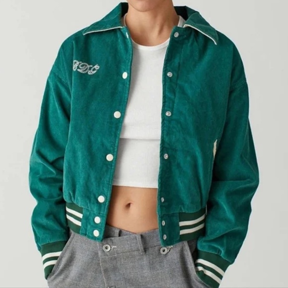 Urban Outfitters BDG Green Corduroy Varsity Jacket - Picture 1 of 7